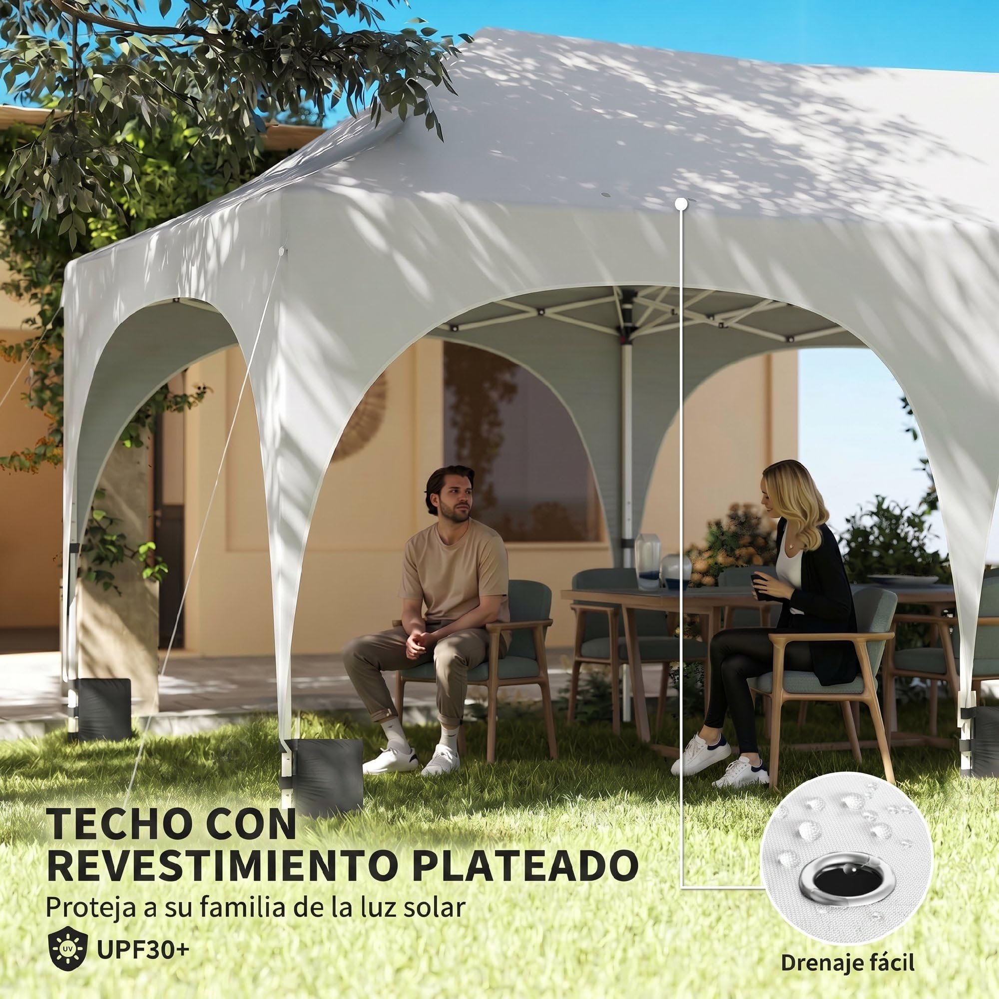 Outsunny Carpa Plegable 6x3 m, Pop-up, con 6 Laterales Extraíbles, Cenador de Jardín con Altura Ajustable, Ventanas, Bolsa de Transporte, UPF30+, Gazebo para Camping, Fiestas, Exterior, Gris Claro