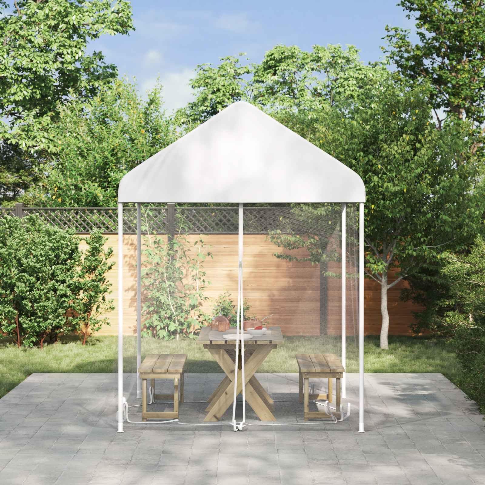 Moustiquaire pour tonnelle 220 Mesh blanc, 2 x 2 x 2 m, polyester, moustiquaire avec fermeture éclair et fermeture pour extérieur, balcon, terrasse