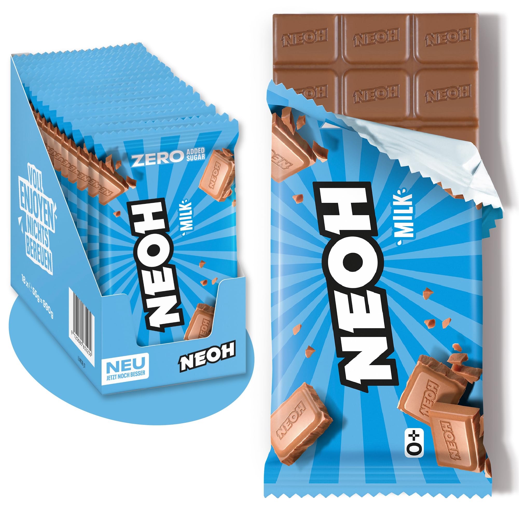 Neoh-Milchschokolade, Ohne Zuckerzusatz, keto, Low Carb, 18 x 55 g