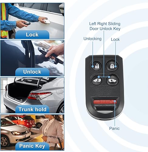 Miniatura 3 de X AUTOHAUX OUCG8D-399H-A - Carcasa para llave de coche, 5 botones, control remoto, carcasa de repuesto para Honda Odyssey 2005 2006 2007