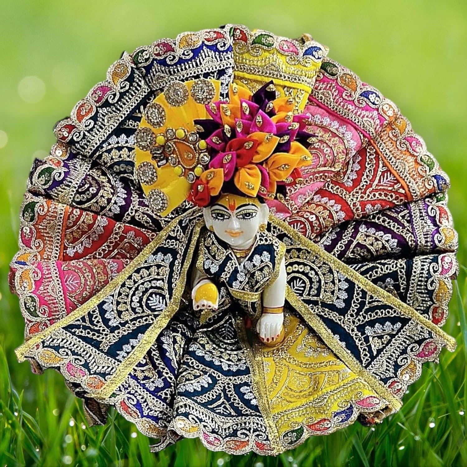 Peacock Style Laddu Gopal Poshak – Vibrant Dress Inspired by Mor Pankh Elegance main image 0