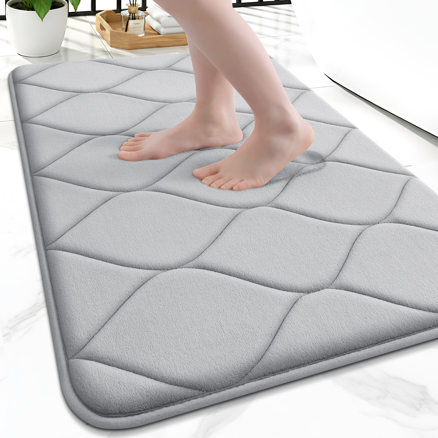 Smiry Memory Foam Bath Mat 24x16, Ultra Soft Absorbent Bathroom Rugs