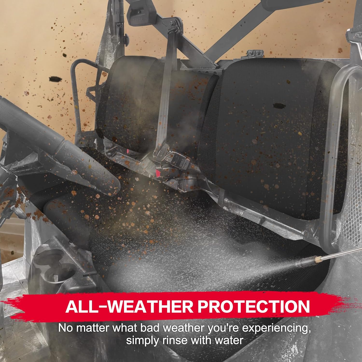 1680D Oxford Ranger 1000 Seat Covers Waterproof with PU Coating – Compatible with Polaris Ranger XP 1000 2017-2021 & Ranger 1000 2020-2025, 60/40 Split Bench UTV Seat Covers with UV Protection