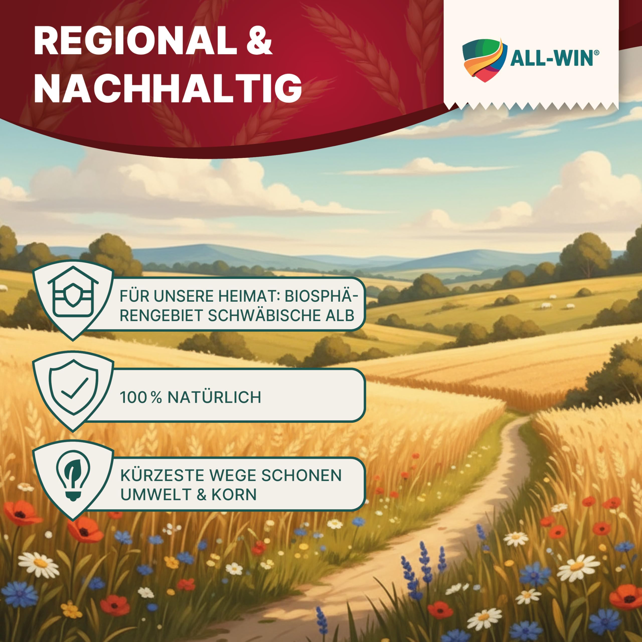 ALL-WIN Dinkelmehl Type 630 – Regionales Albkorn von der Schwäbischen Alb – Ideal für Brot, Brötchen, Kuchen & Spätzle (25 kg)
