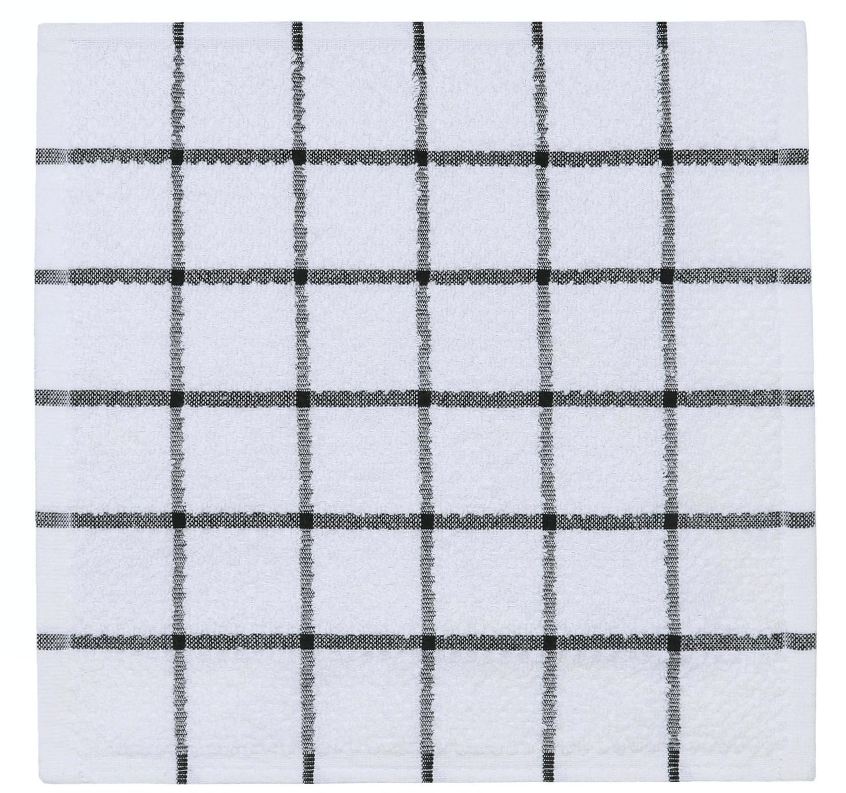 Set di 8 strofinacci in cotone per la pulizia della cucina, strofinacci in spugna, leggeri e morbidi, 30,5 x 30,5 cm (motivo a quadri neri)