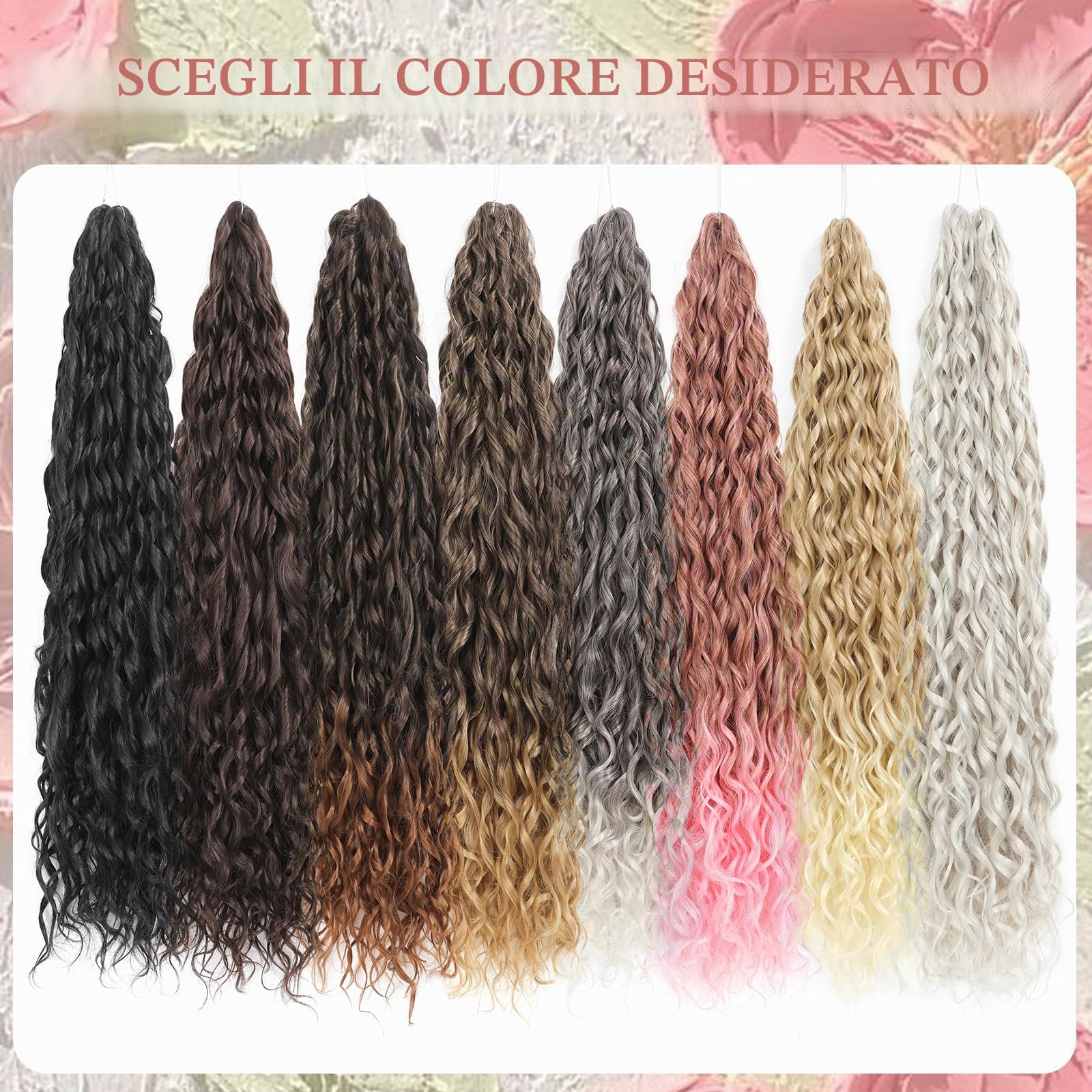 Extension a crochet per capelli profondi, 24 pollici, capelli sintetici, boho ondulati, per donne (1B, 24 pollici), confezione da 3 pezzi)