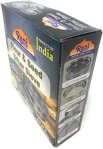 Miniatura 6 de Tamiz de acero inoxidable ~ Juego de 3 ~ para harinas, semillas, frijoles y lentejas – Tamaños 6.7", 7.5", 8.25" por Rani Brand