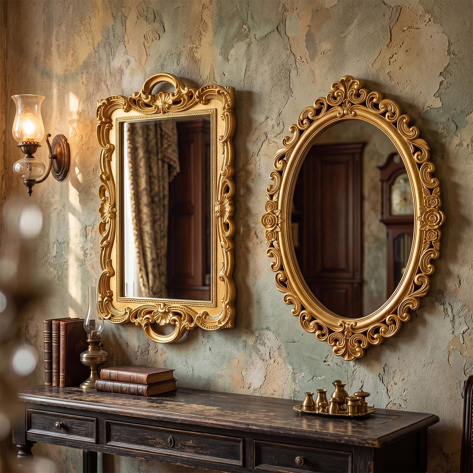 Amazon.com: Beeveer 2 Style Vintage Mirrors Set Decorative Oval