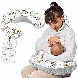 Totsy Baby Cojin Lactancia y Embarazada 130 cm - Almohada por lactante bebé cojín de Embarazo por Dormir o Cojines Maternidad Minky para Mujeres Embarazadas y Bebe Oeko-Tex Ciervo Gris OEKO-TEX STANDARD 100