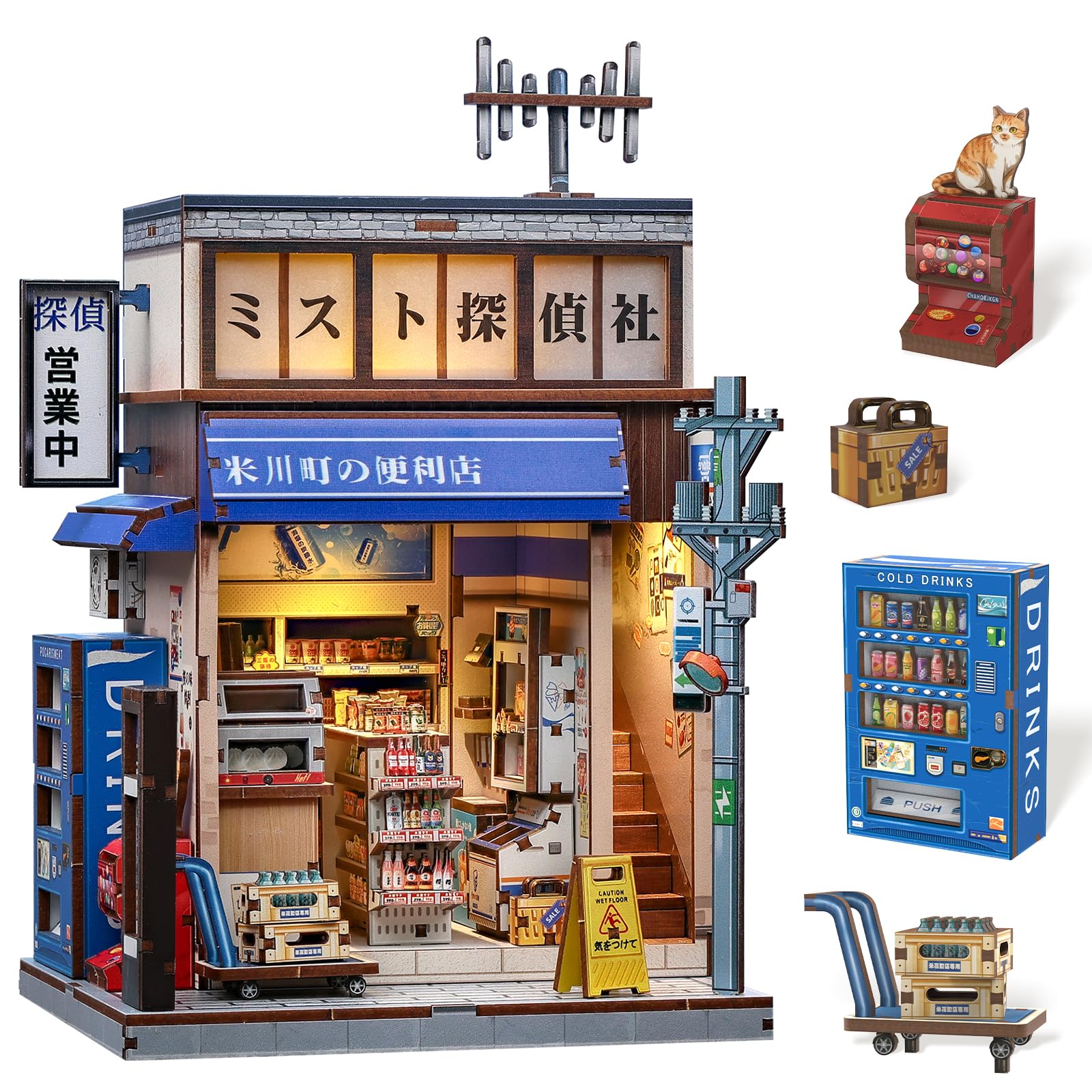 ミニチュア　ドールハウス　ライト　　　　　「パッチワークキルト屋さん」 Amazon | CuteBee ブックヌック キット ドールハウス ミニチュアハウス