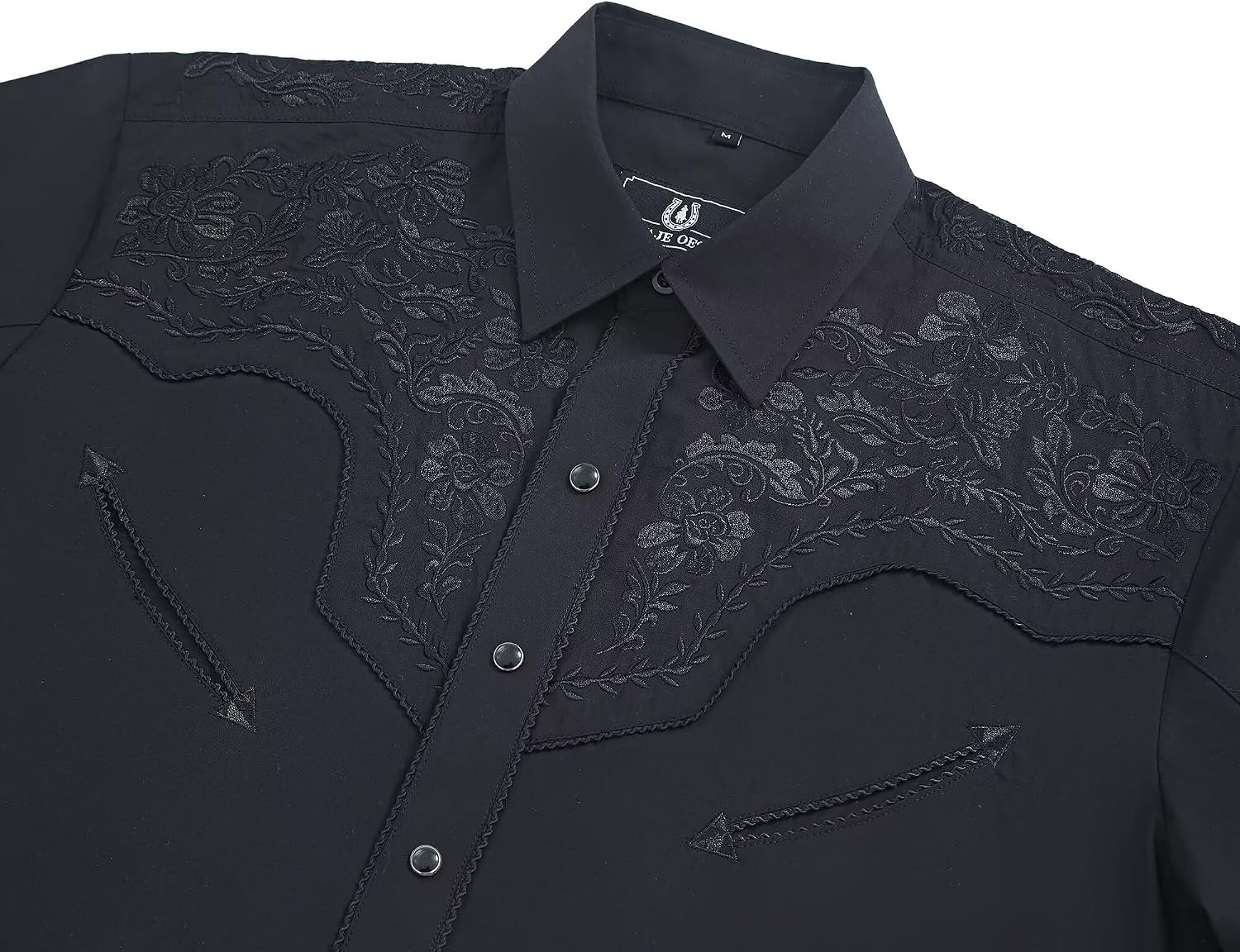 SALVAJE OESTE Embroidered Western Cowboy Shirts for Men Snap Button Long Sleeve Shirt with Western Cowboy Embroidery