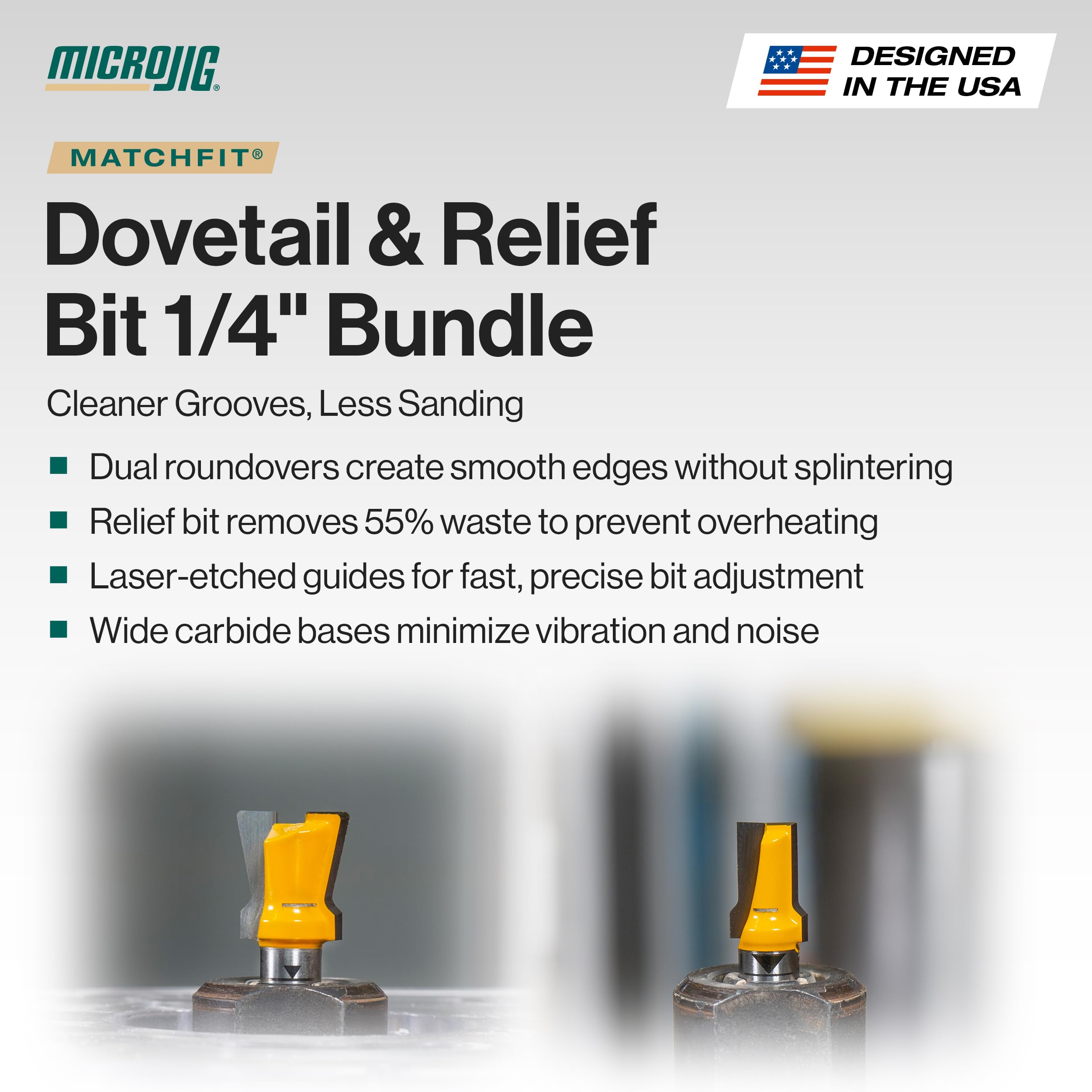 MICROJIG MatchFit Router Bit Bundle - Dovetail & Relief -2 MICROJIG MatchFit Router Bit Bundle - Dovetail & Relief -2