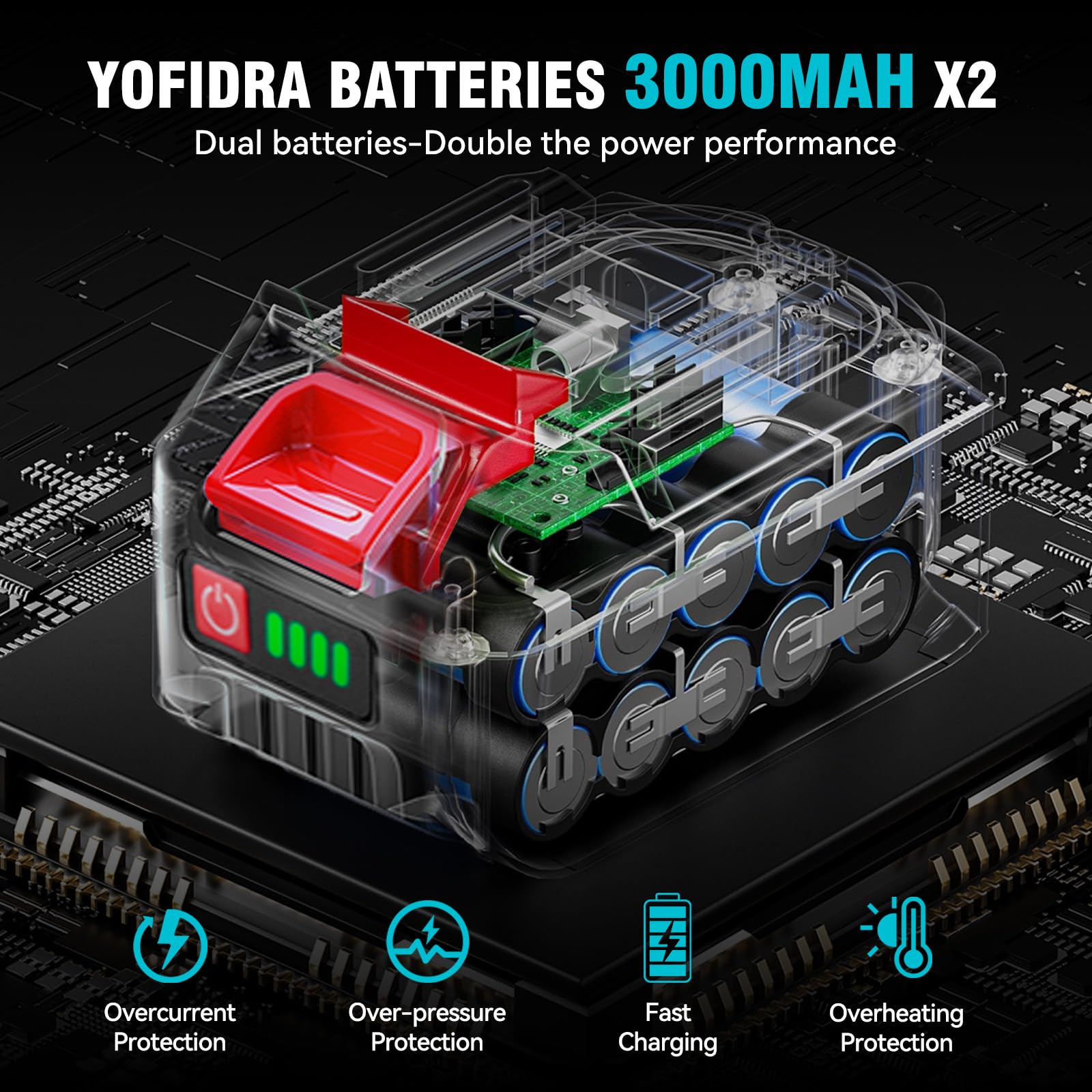Yofidra Turbo, bezszczotkowa dmuchawa do liści, akumulator 576 km/h | Elektryczna dmuchawa powietrza z 2 akumulatorami 3,0 Ah, 28 000 obr./min, przenośna ręczna dmuchawa do liści, śniegu, kurzu