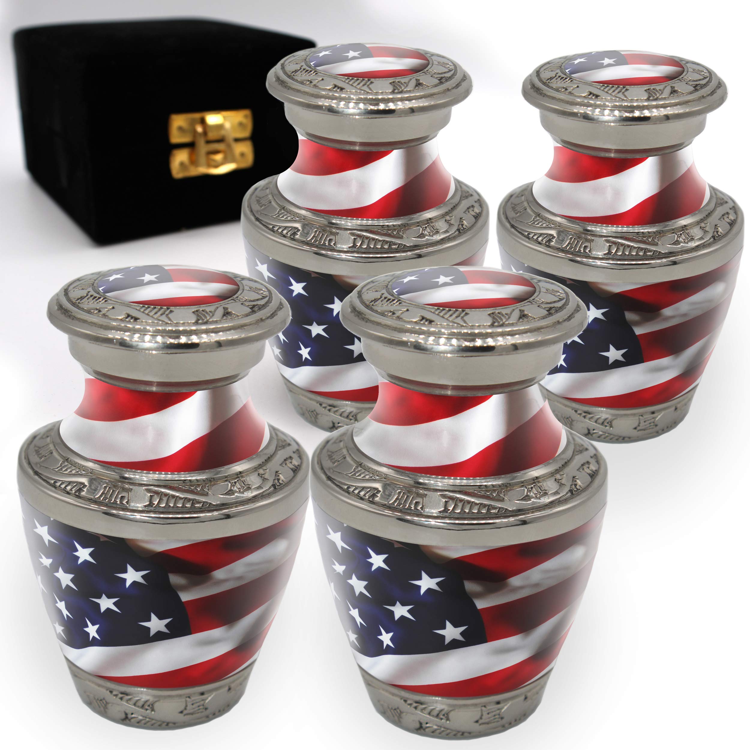 American Flag Keepsake Urns for Human Ashes with Velvet Gift Box for Cremation Keepsakes for Ashes