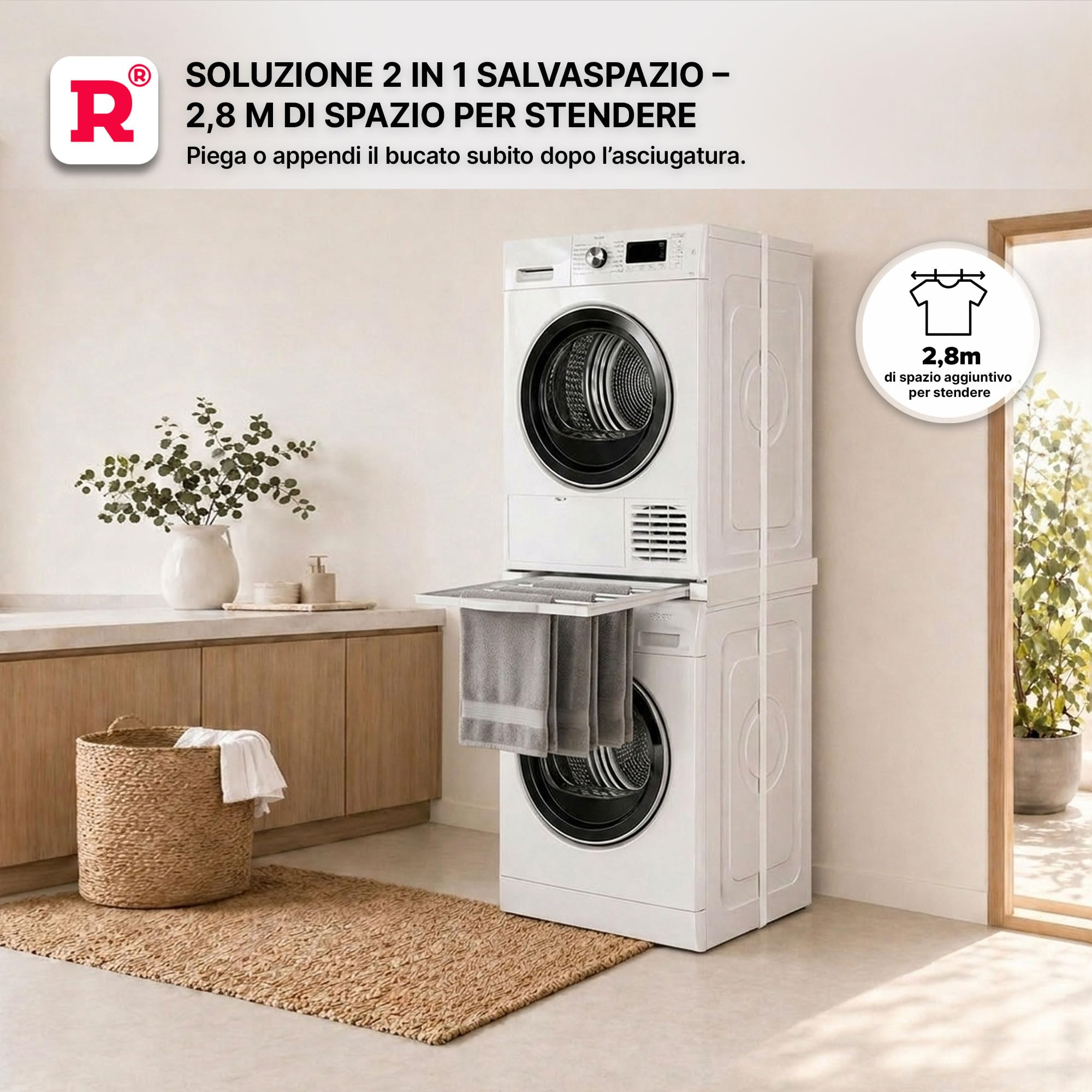 ROLLER Kappatos Kit Sovrapposizione con Stendibiancheria, 250 kg