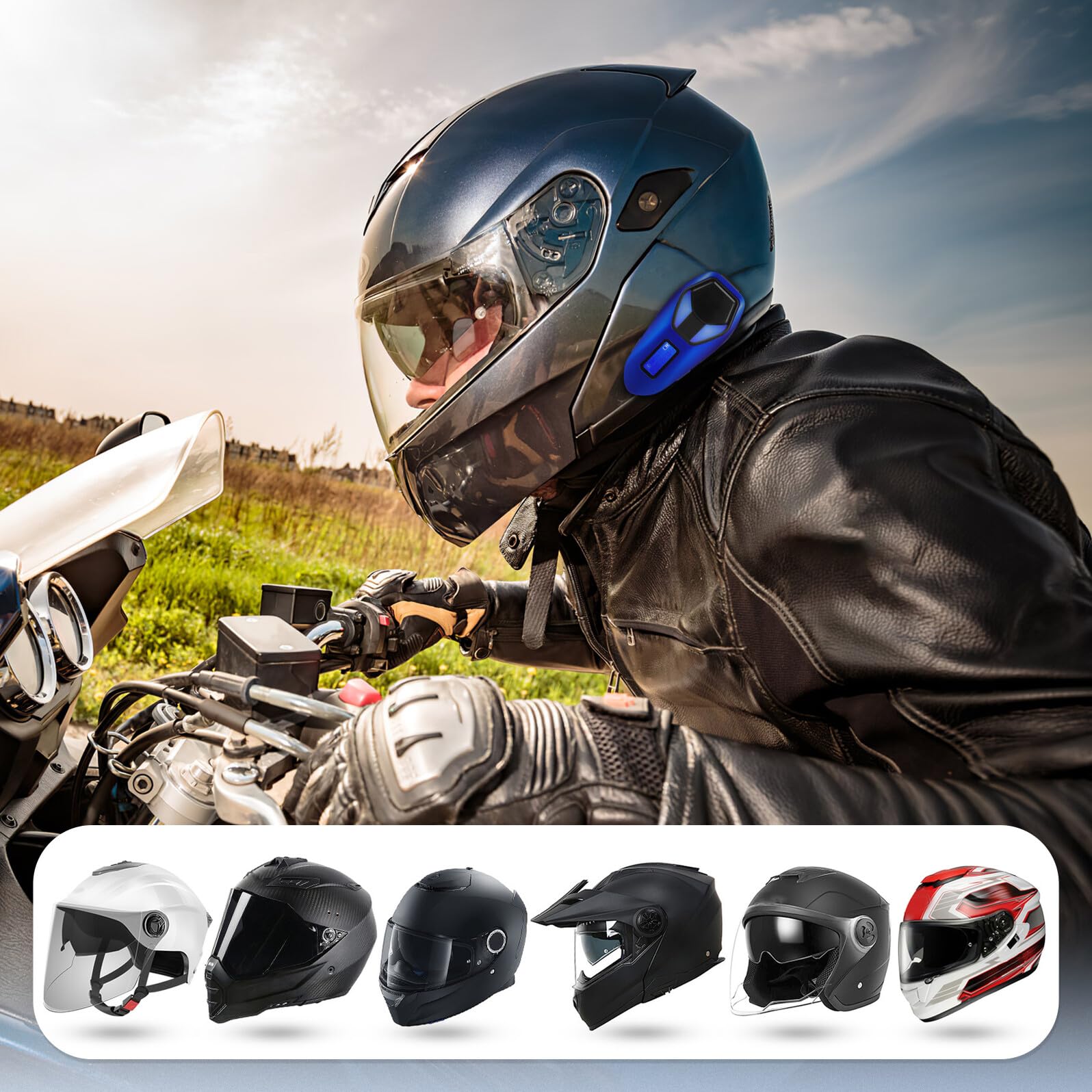 Auricolare Wireless K13 per Casco Moto, Versione 6.0 Ip65