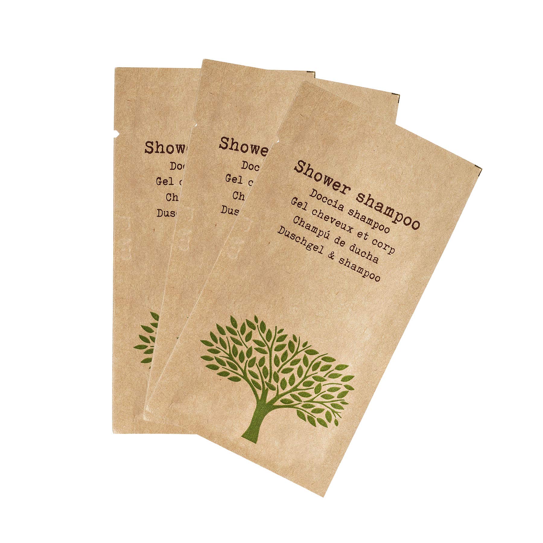 Awek.eu 500 Stück Hotel Einweg Einmal Duschgel&Shampoo 2in1 Sachet 10 ml Nature Serie Neu