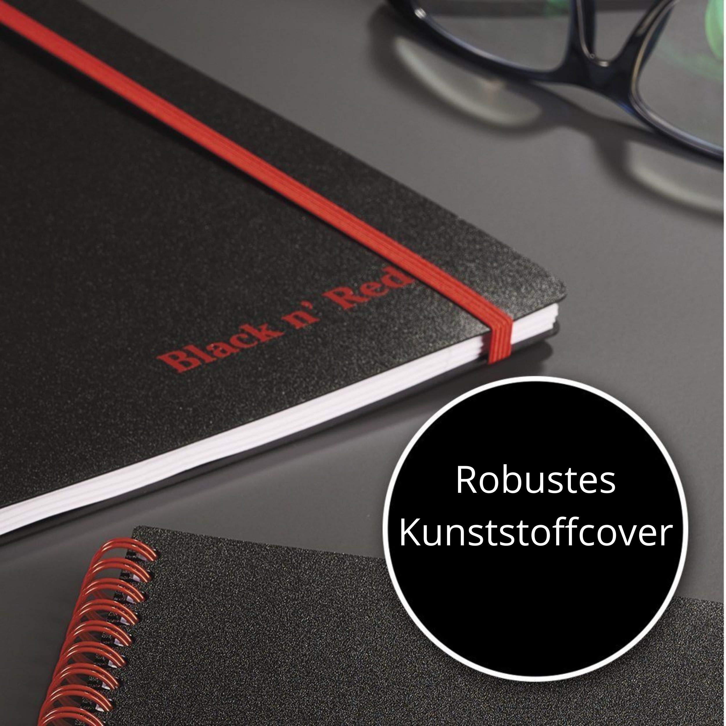 Oxford Black n' Red Cahier à Spirale 14,8x21 cm 140 Pages Lignées A5 Noir (Lot de 3)