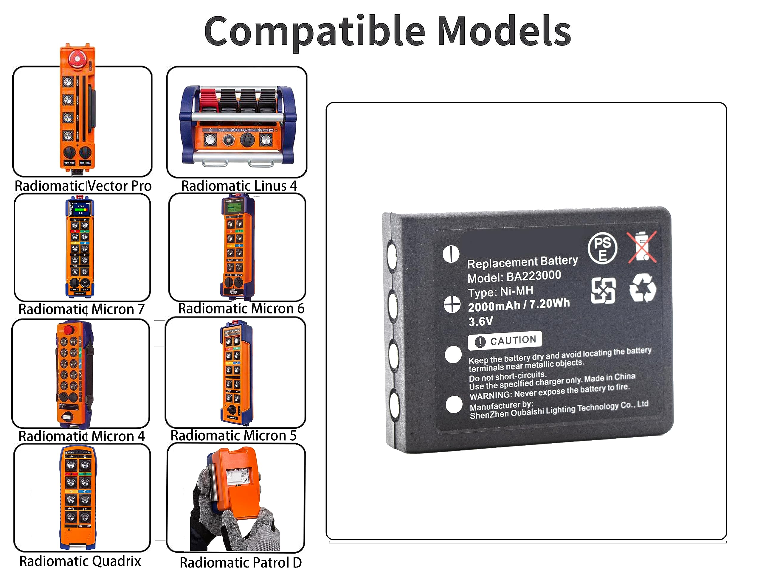 Batterie remplace HBC BA223031, BA223001, BA223000, BA223030 pour télécommande H