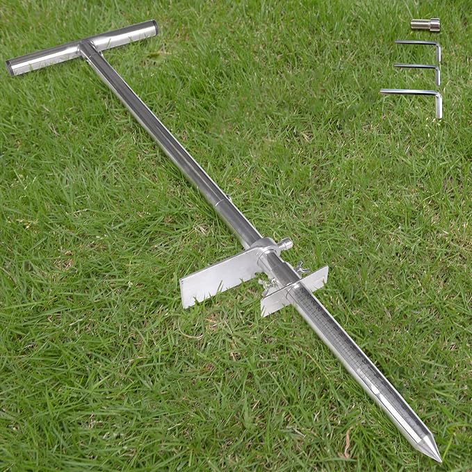 Dibble Bar Stainless Steel with Foot Pedal, THandle Tree Planting Bar
