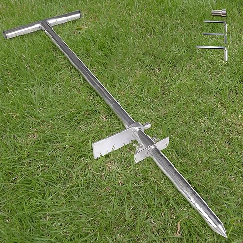 Dibble Bar Tree Planting Tool with Foot Pedal, Stainless Steel Pole T-Handle Digging Bar, Long Dibbler Garden Tool (Point Plus)