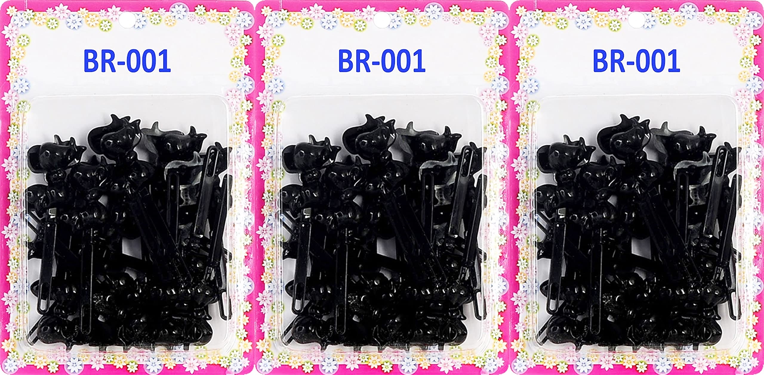 Tara Girls Self Hinge Plastic Bow Hair Barrettes Selection Pack Of 3 (BR01)