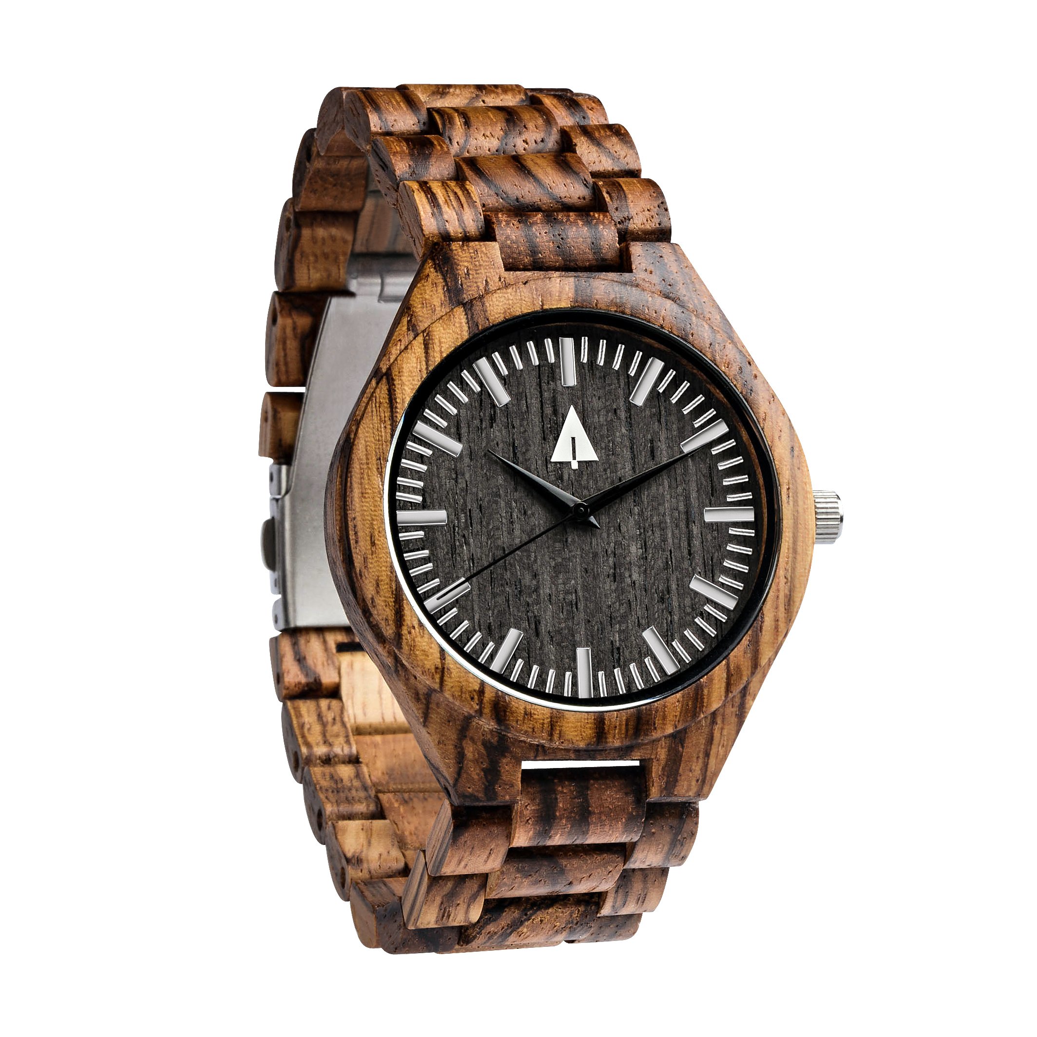 treehutMen's Zebrawood Wooden Watch with All Zebrawood Wood Strap Quartz Ana.