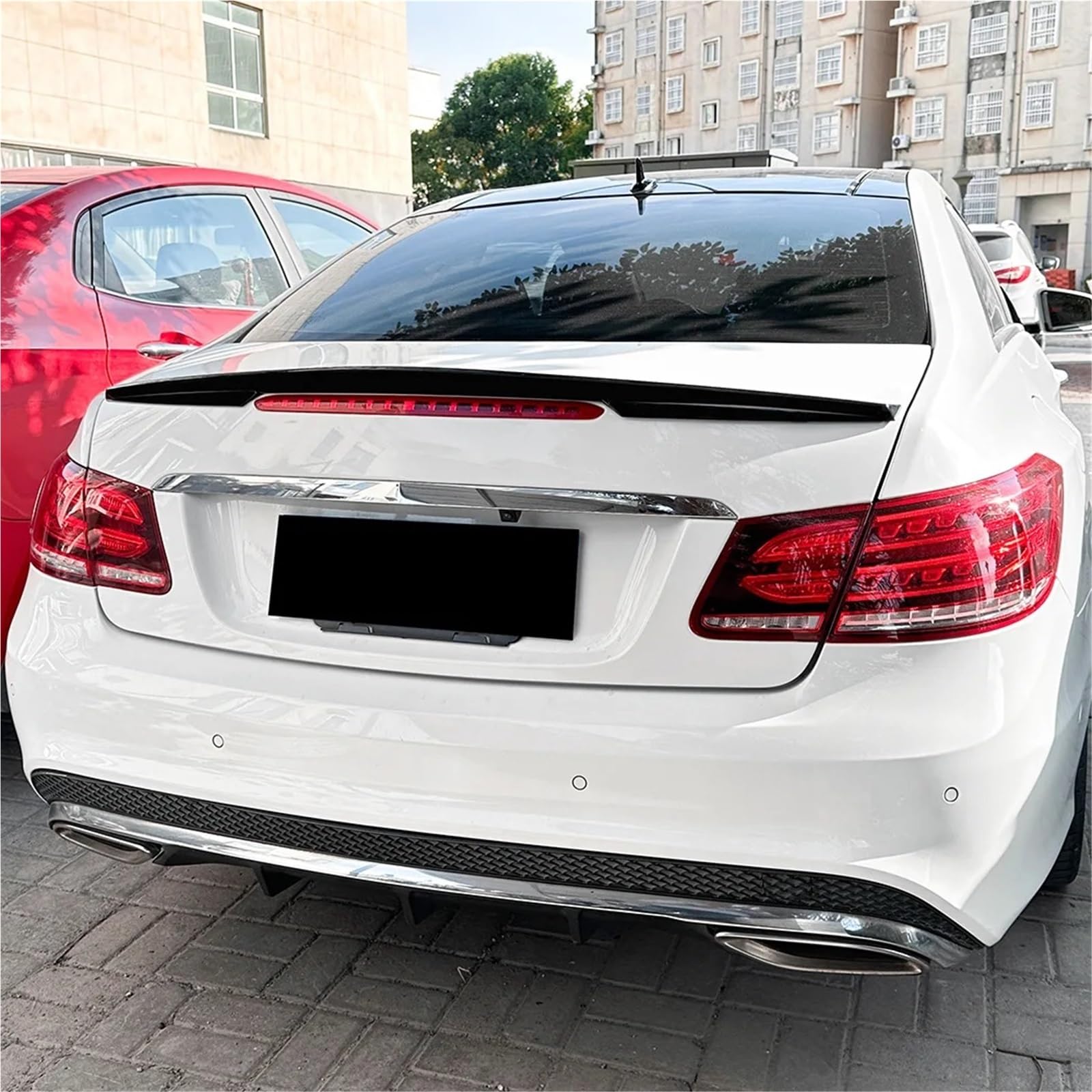 Kompatybilny z Mercedes benz E klasa Coupe W207 C207 E200 E250 E300 E350 2009-2016 tylna pokrywa bagażnika Boot Ducktail Lip Spoiler skrzydła(Carbon Fiber Look)