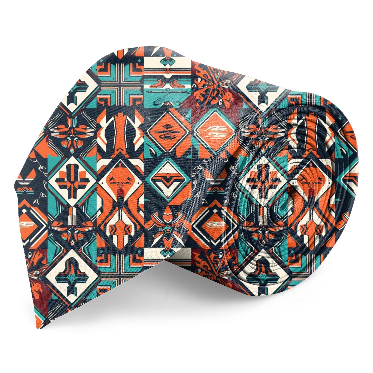 Terracotta Tiles Printed Necktie for Men-image-38