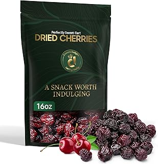 Cravers Delight Sweetened Dried Cherries – 16 oz of Tart Cherry Pitted Dried Fruit, Low Added Sugar – Great for Baking, Mixing & Toppings – Non-GMO Gluten Free Healthy Vegan Snack for Kids and Adults