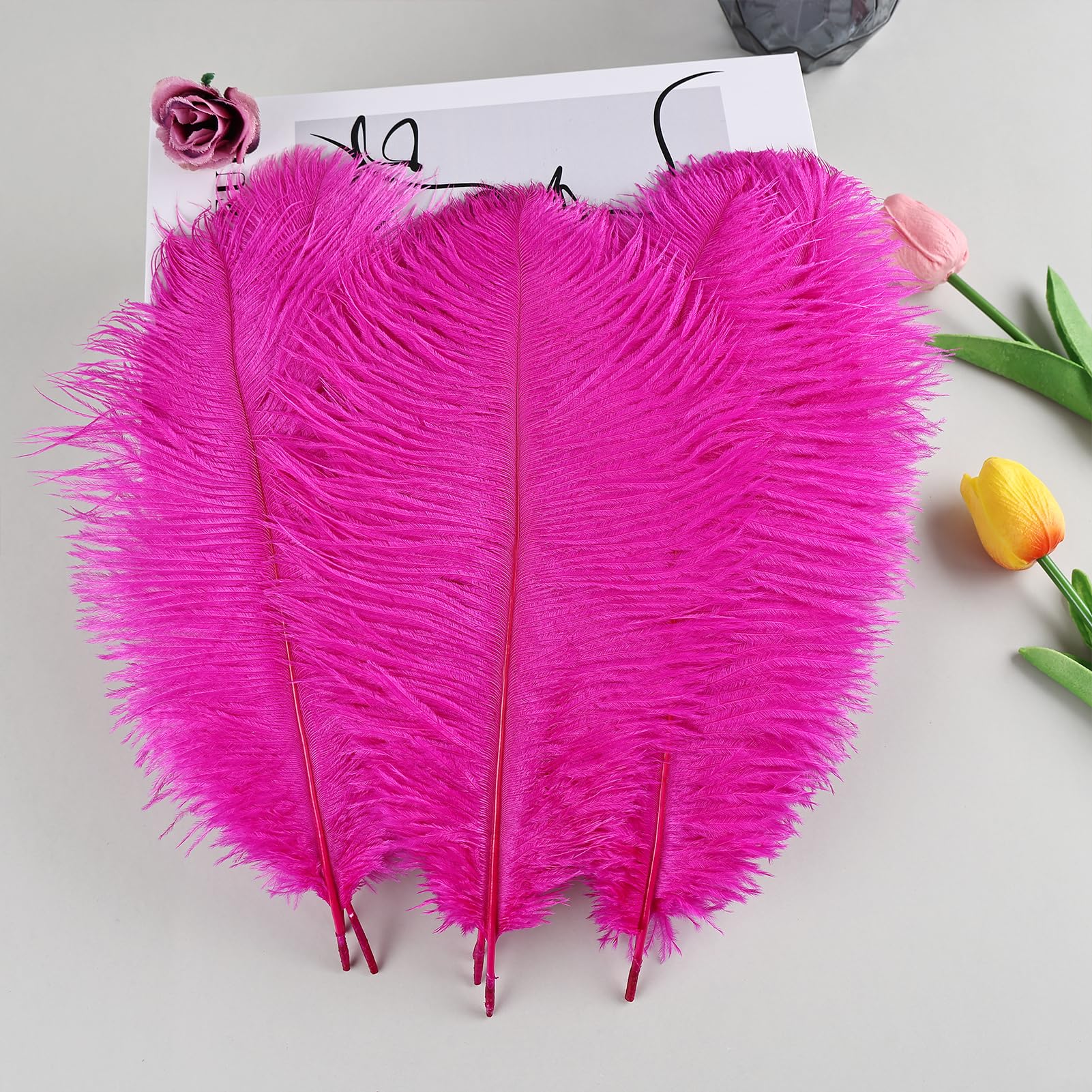 30 Piume Di Struzzo Rosa Naturali – 28-35 Cm, Morbide E Disinfettate, Per Decorazioni Fai Da Te, Matrimoni, Centrotavola, Natale