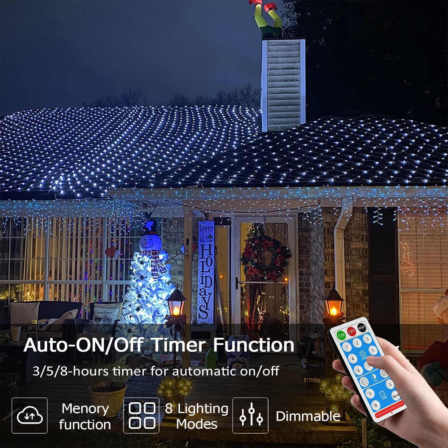 Kousee LED Solar Net Light, 1.5Mx1.5M Mesh Fairy String Lights - Image 2