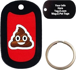 Custom Engraved Pet Tag - Poo Emoji- Red - Dog Tag - Tag-Z Wag-Z