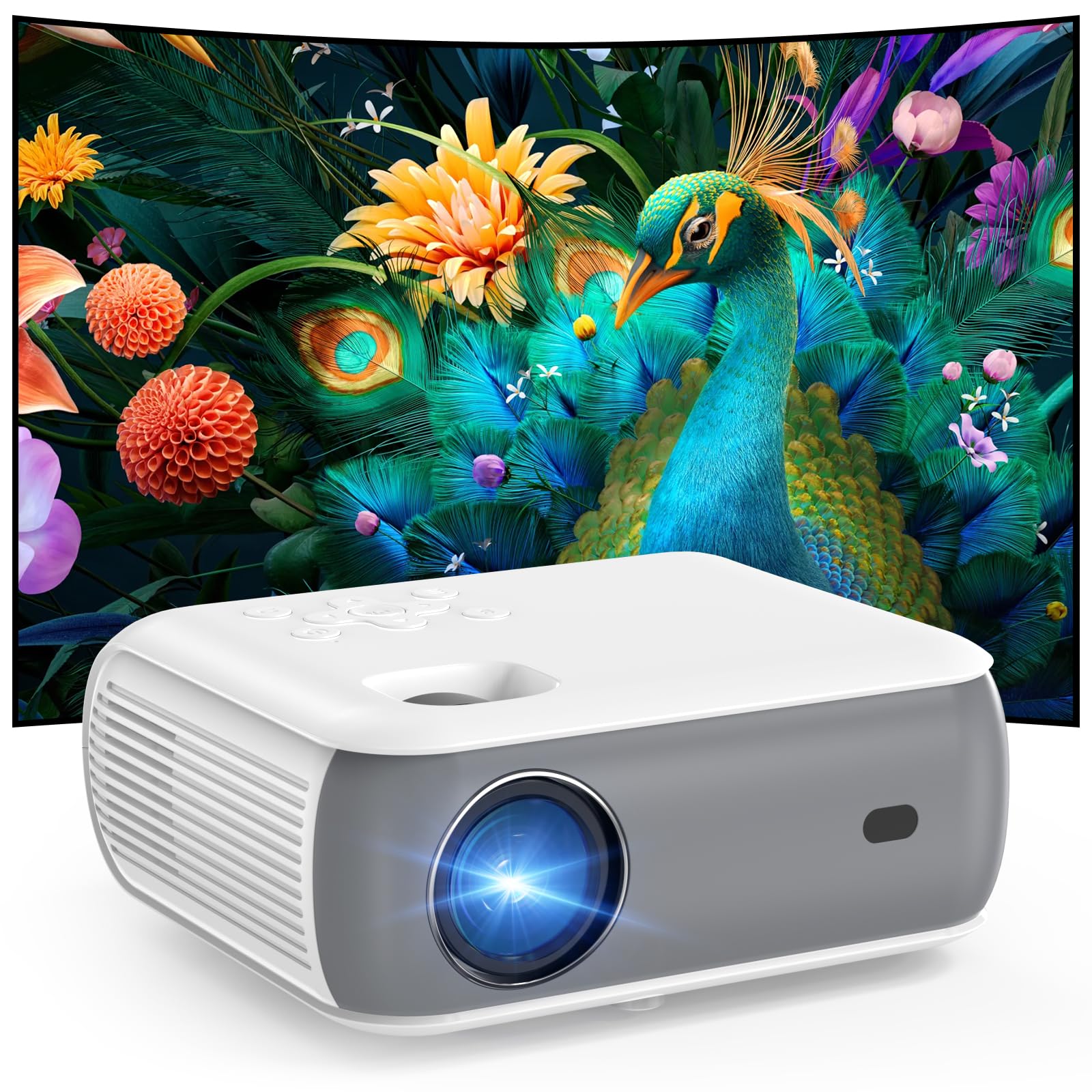 GROVIEW Mini Projector, Outdoor Portable Bluetooth Projector: 8000 LUX Native 1080P Movie Projector with Auto Vertical Keystone, 200