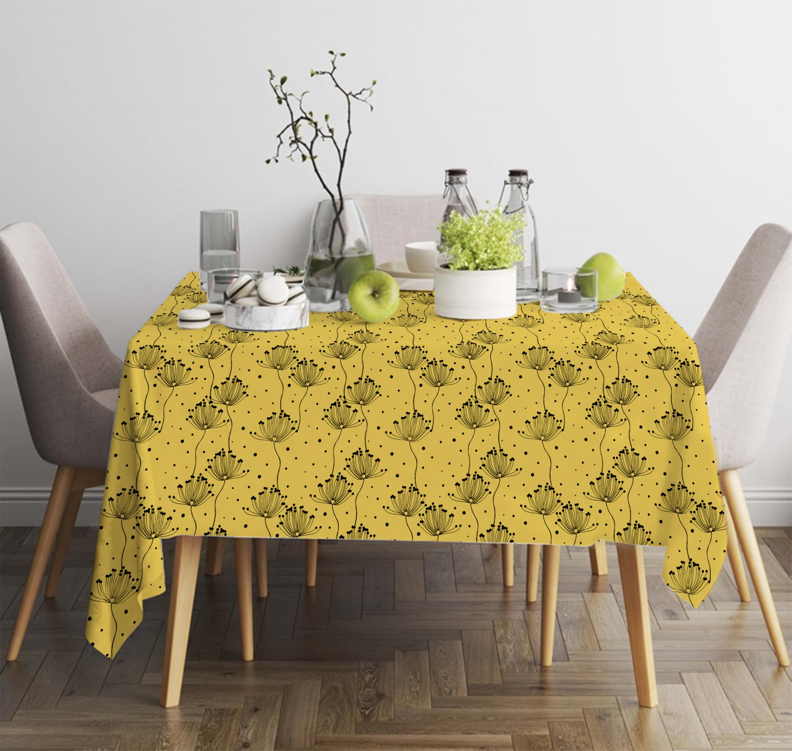 Cotton Printed 40X40 Inch Dining Table Cloth/Cover - Pack of 1 (Yellow Print) (2 Seater)-image-29