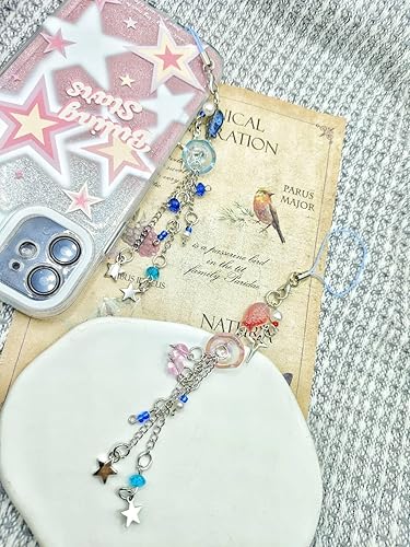 Miniatura 2 de Meefisher 2 piezas de lindos dijes de medusas y estrellas para teléfono, accesorios estéticos, cordón de corazón azul y rojo para bolso y mochila, 2