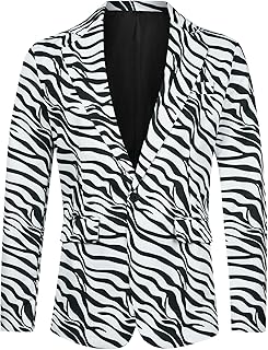 Animal Printed Blazer for Men's Vintage Slim Fit One Button Party Sports...