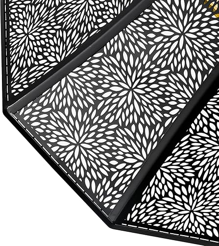 Miniatura 5 de Crisantemo grabado octogonal, pantalla de metal exterior negro y dorado en el interior de 7.9 x 13.8 x 8.7 pulgadas, se adapta a lámpara de mesa y