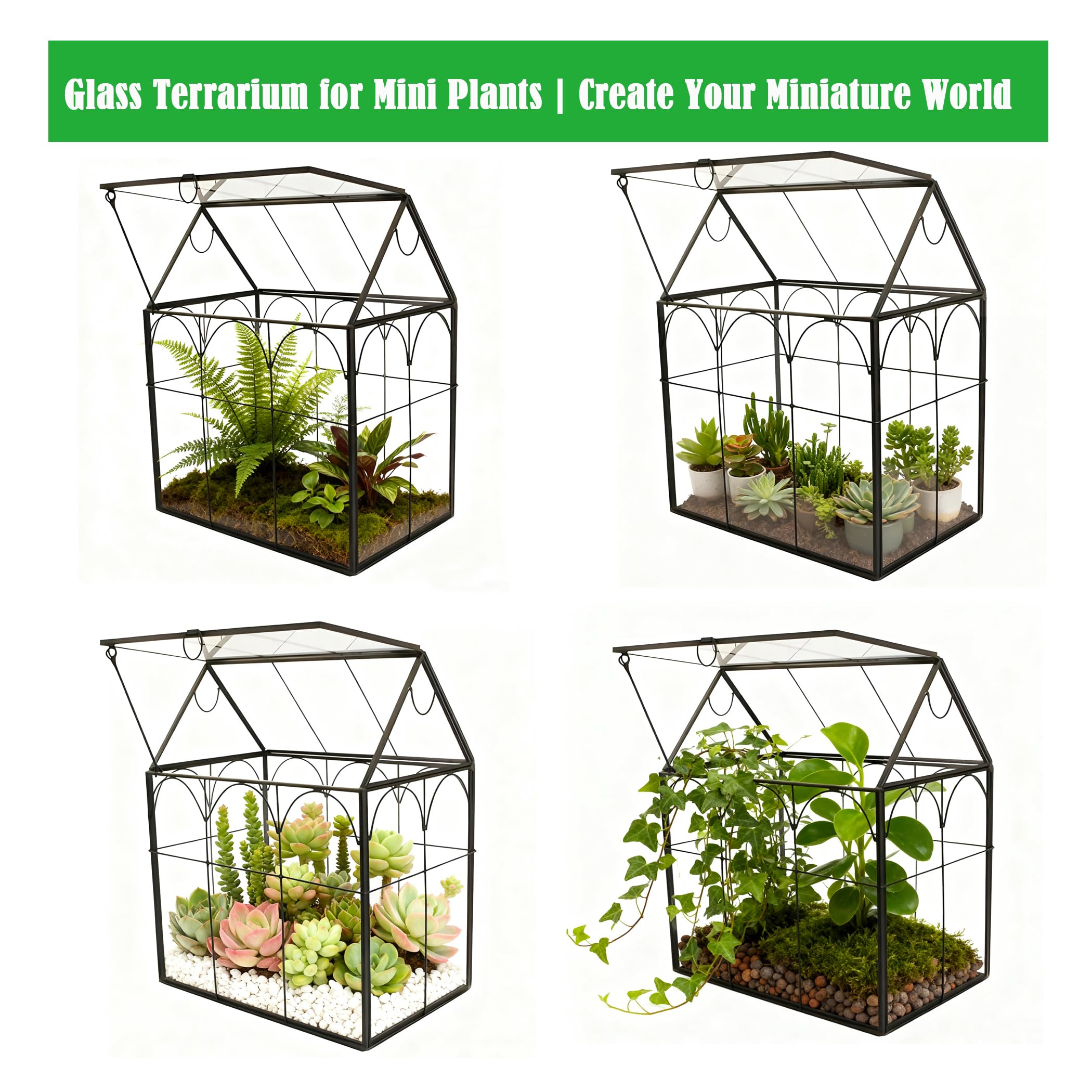 ElegantLife Geometrisches Terrarium aus Glas für Sukkulenten und Luftpflanzen (Keine Pflanze im Lieferumfang enthalten)