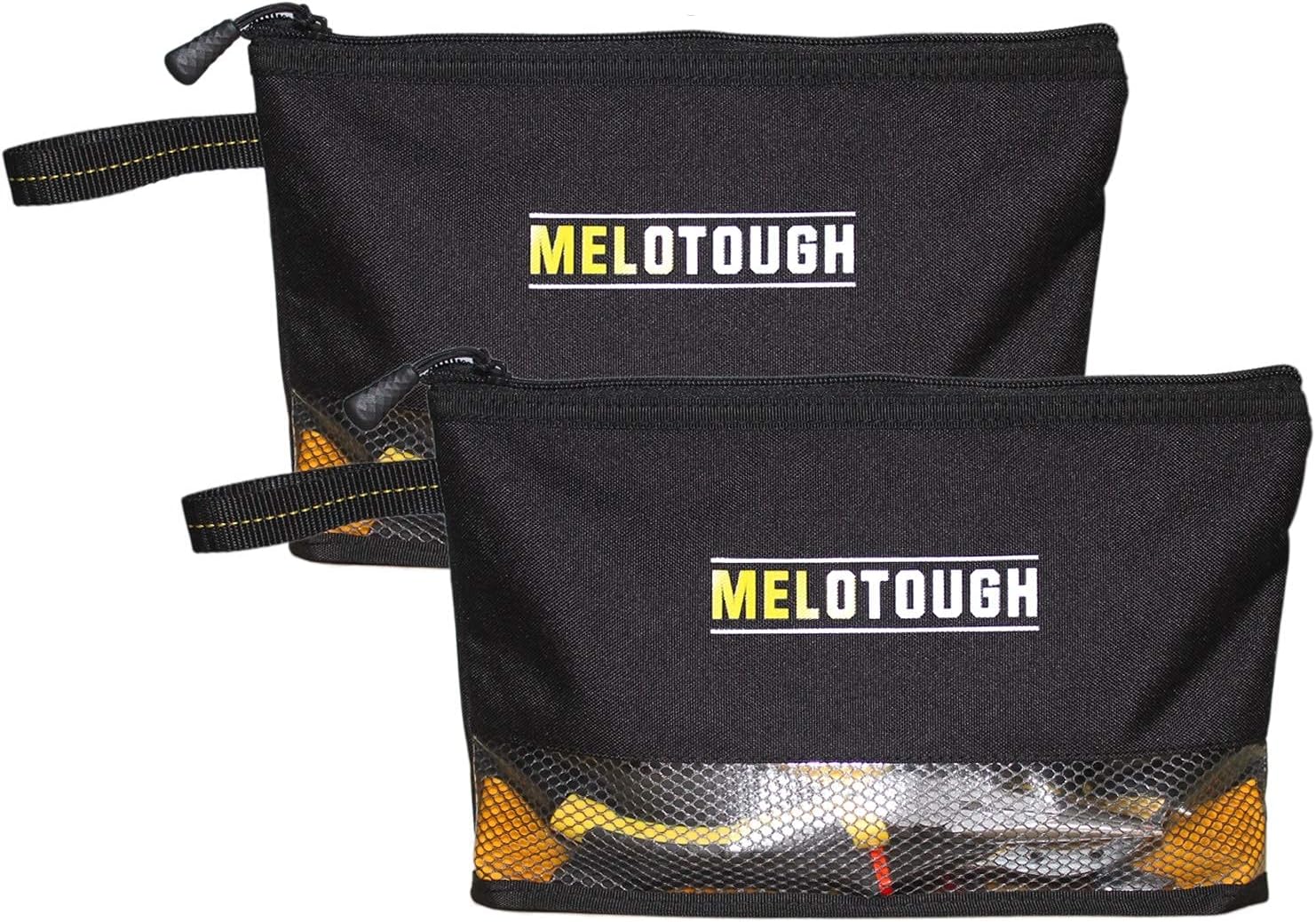 MELOTOUGH 2 PACK Tool Zipper bag Durable Storage Organizer + 2PACK Fastener bag with Mesh Window and Hanging Grommets