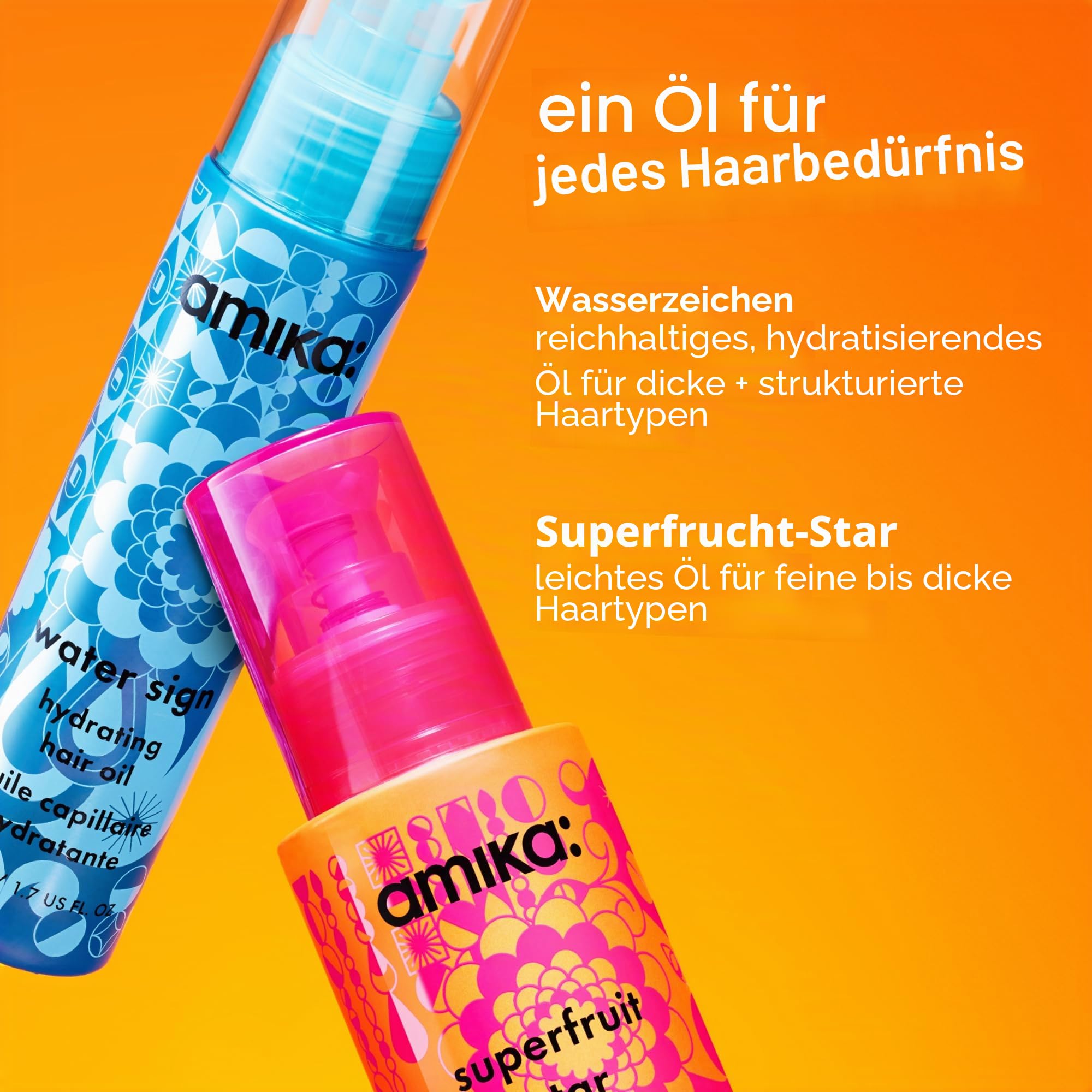 amika Superfruit Star Lightweight Hair Styling + Heat Defense Oil 50 ml | Leichtes Haaröl & Styling-Öl für Glanz & Anti-Frizz | Hitzeschutzöl bis 230 °C für alle Haartypen| vegan