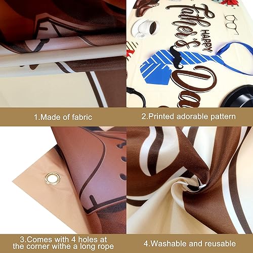 Miniatura 3 de XtraLarge - Banner para el Día del Padre - 72 x 44 pulgadas  Cartel de feliz día del padre para decoraciones del día del padre  Decoraciones del día