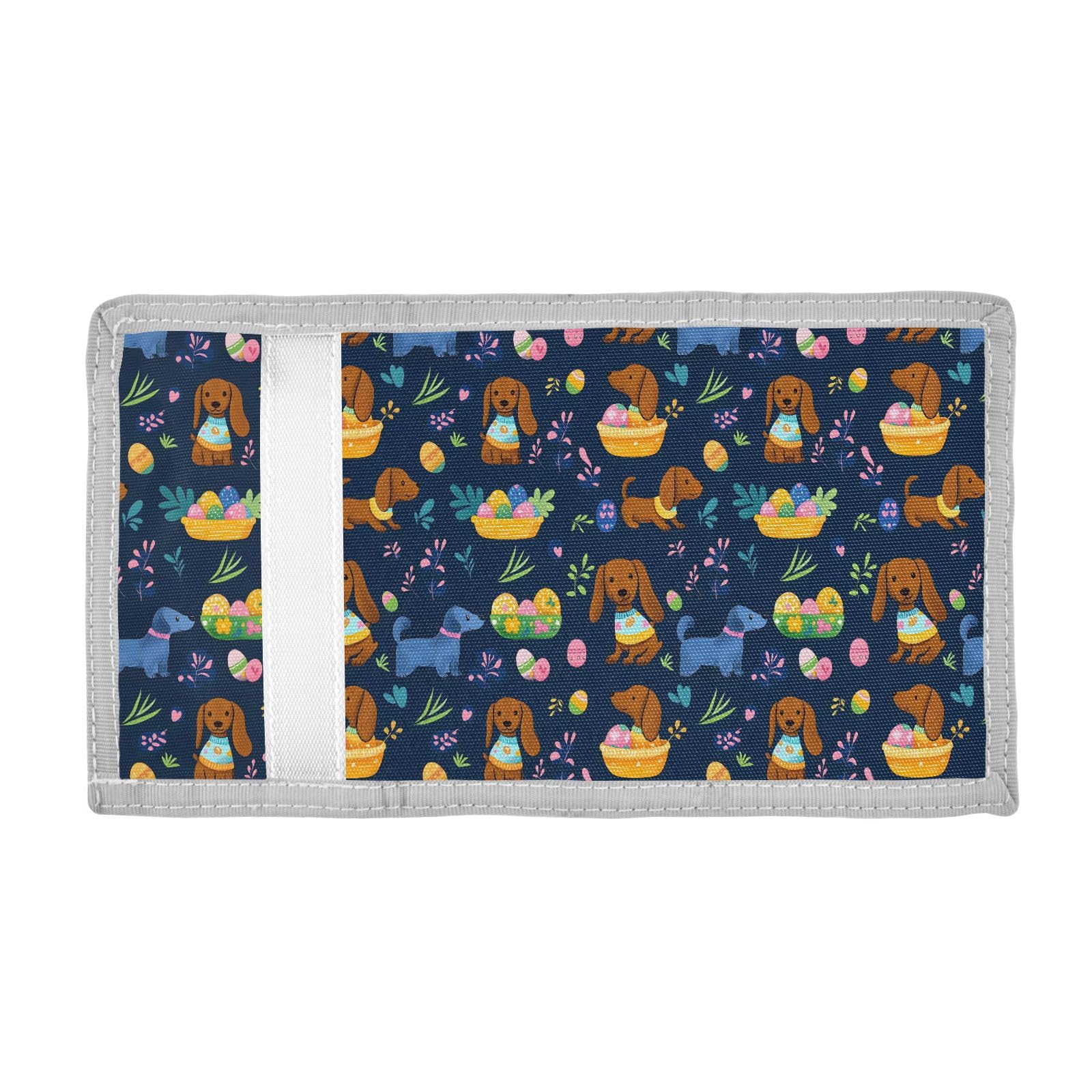 ALAZA Kids Wallets for Boys Girls Toddler Trifold Wallet Children Small Easter Dachshund with Zipper Coin Pocket