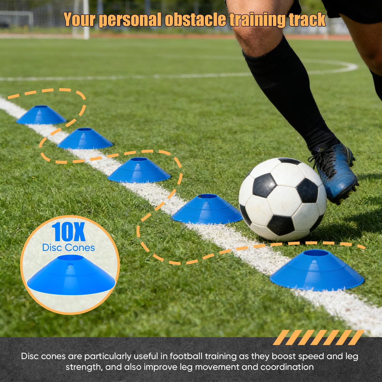 Kit Allenamento Calcio Completo, Scala Agilità 6m (12 Gradini), 10 Coni Allenamento, Tappeto Calcio, Paracadute Resistenza, Bande Elastiche e Picchetti, Accessori Calcio Bambino