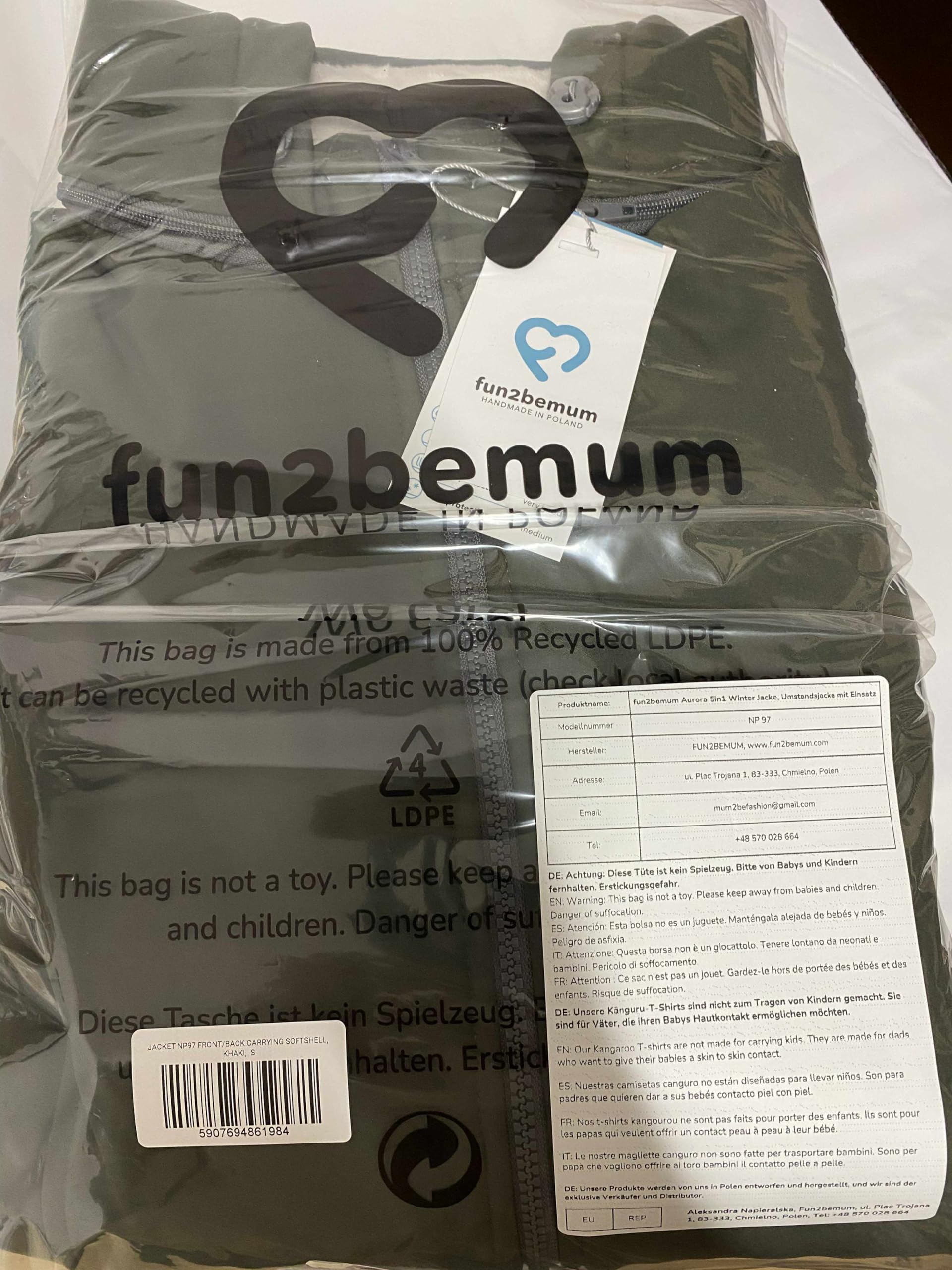 fun2bemum Aurora 5in1 Winter Jacke, Umstandsjacke mit Einsatz, Softshell Tragejacke mit Teddyfutter für Babytrage vorne & hinten