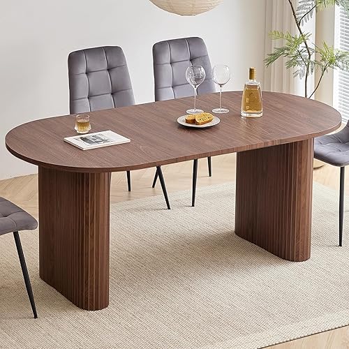 Miniatura 11 de Mesa de comedor moderna de 70.8 pulgadas para 6 y 8 personas, mesa de comedor de cocina de granja con mesa grande para comedor, sala de estar,