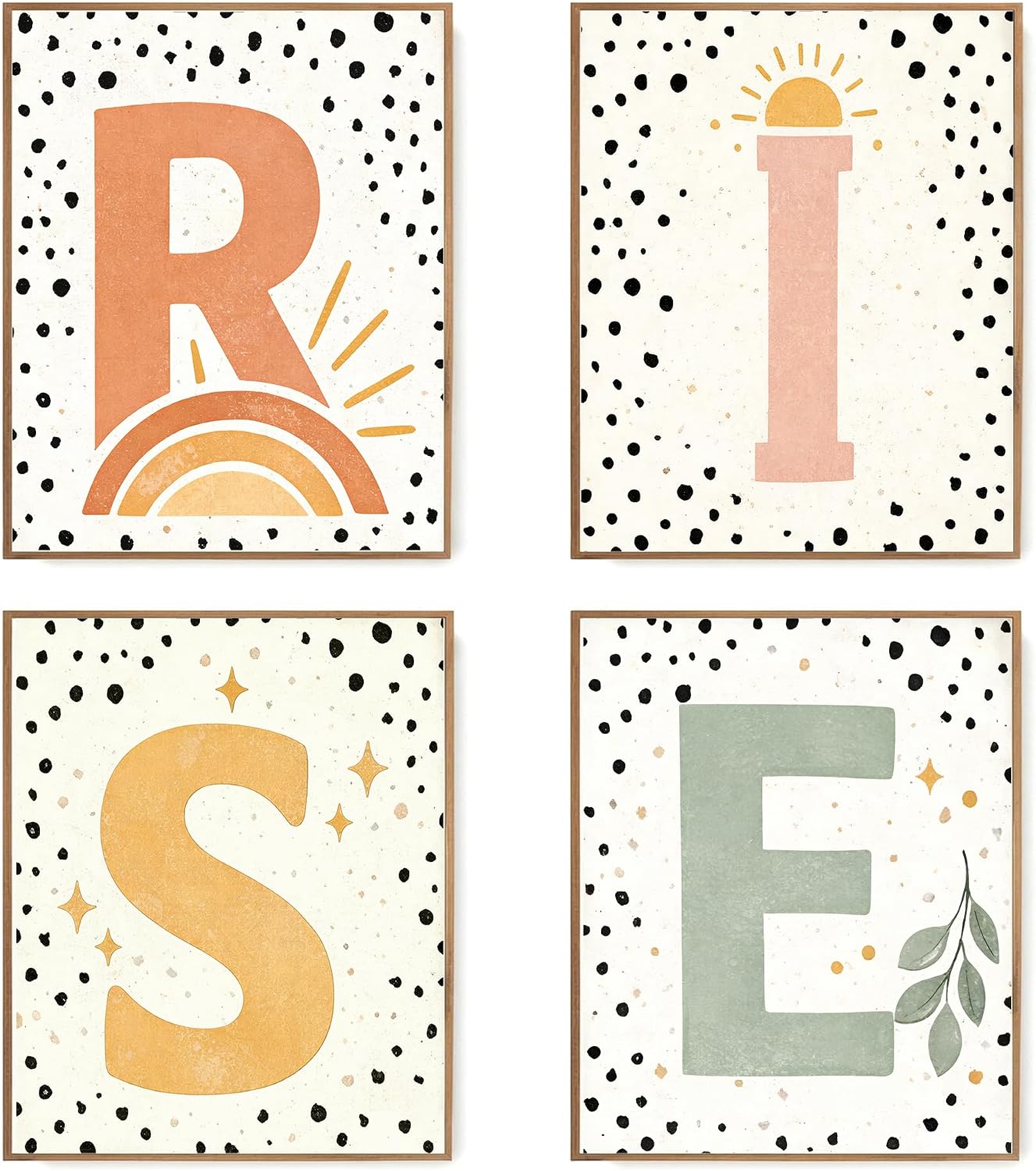SJUDHHG Boho Classroom Decor, RISE Inspirational Wall Posters, 4 Unframed