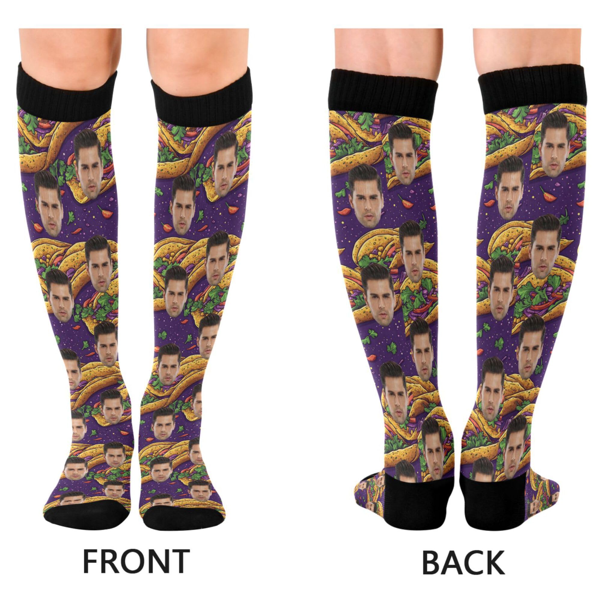 Custom Face Mens Compression Socks Knee High Compression Socks Support for Sport Running Hiking Fitness Casual at Home Father's Day Gifts Men01 Falafel Architectural Design Style