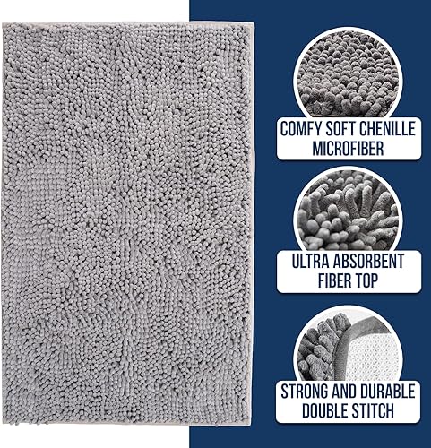 Miniatura 2 de Muddy Mat Alfombras de baño de felpilla de secado rápido, antideslizantes, lavables, extragruesas, suaves y altamente absorbentes, para baño, cocina