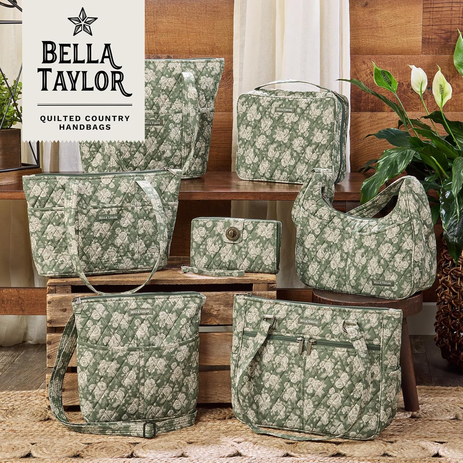 Bella Taylor Small Tote, Quilted Purse for Women, Lightweight Fabric Handbag, 10 Pockets, Zip Top - Image 3